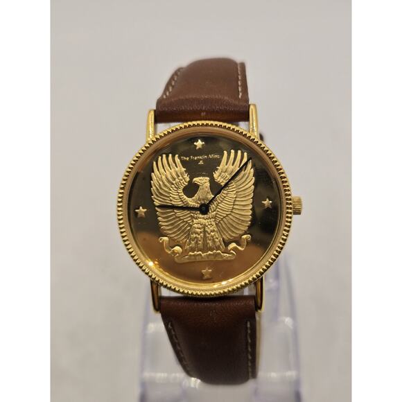 THE FRANKLIN MINT AMERICAN EAGLE DIAL SWISS WATCH 1986. MINT. New Battery - Picture 6 of 8
